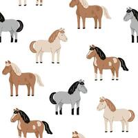 Seamless pattern with horses. Flat illustration isolated on white background vector
