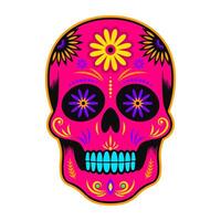 Human Skull Icon. Colorful Sugar Skull with Floral Pattern vector