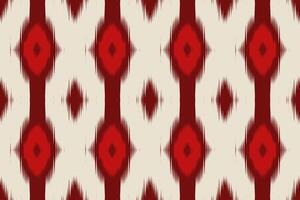 Ikat pattern with red and cream elements. vector