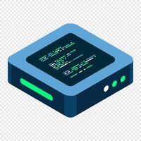 Isometric futuristic server. Isometric database or data center. Abstract blockchain. Computer storage. Cloud storage, illustration. vector