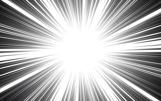 Manga speed line, comic anime radial effect background. motion or movement action for comic book, flash ray burst frame for superhero explosion effect background