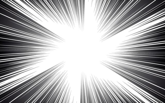 Comic book page with black lines isolated on white background. Template with lightning explosion beam effect texture.