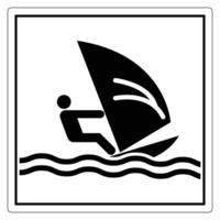 Minimalist Icon of Windsurfer Sailing on Water Surface with Dynamic Movement Representation vector