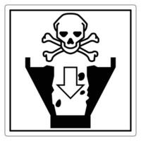 Warning sign featuring skull and crossbones symbol above a waste disposal area representing hazardous materials vector