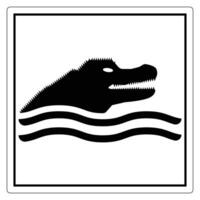 Black silhouette of crocodile head emerging from water waves in a minimalist design with a square border vector
