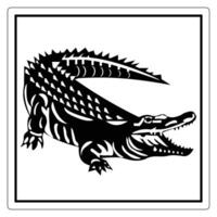 Black and White Illustration of a Fierce Crocodile with Detailing on Scales and Sharp Teeth vector