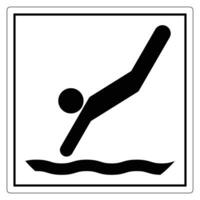 Icon illustration of a person diving into water in a minimalist black and white design for signage and graphics vector