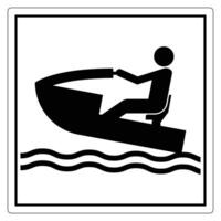 Minimalistic Black and White Icon of a Person in a Small Boat on Water Surface with Wavy Lines vector