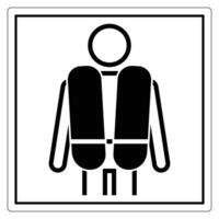 Black and White Symbol of Lifesaver Vest Person for Safety Signage in Public Spaces and Emergency Situations vector
