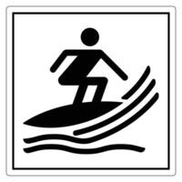Black and White Icon of Surfer Riding Waves on Board in Minimalist Design for Beach and Surfing Themes vector