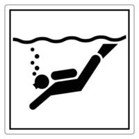Black and White Symbol of Diving Underwater with Bubbles and Waves in a Clear Square Frame vector
