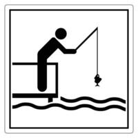 Simple Silhouette of a Person Fishing from Dock with Catch in Water vector
