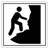 Silhouette of Person Climbing Rock Face in Black and White Minimalist Design for Outdoor Adventure and Safety Use vector