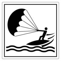 Silhouette of a Person Kitesurfing with a Large Kite Over Rolling Waves in a Black and White Design vector