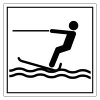 Dynamic icon of a person water skiing depicting thrill and excitement on a serene body of water vector