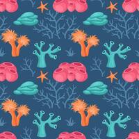 Seamless Ocean Pattern with Playful Decorative Marine Elements vector