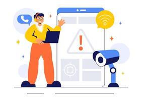 Security Surveillance Services Concept in Flat Style with Monitoring Devices vector