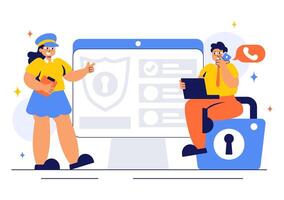 Surveillance Systems and Monitoring Technology in Flat Cartoon Style vector