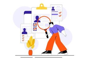 Job Applicant Screening Illustration with Document Verification and Background Check vector