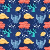 Cartoon Seamless Pattern with Ocean-Themed Decorative Elements in Flat Style vector