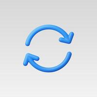 Minimalist blue refresh icon with circular arrows on a light background. vector