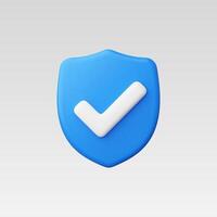 A blue shield icon with a white check mark symbolizing security. vector
