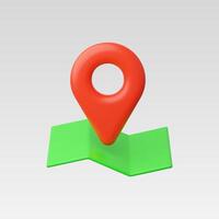 A vibrant red location pin on a green map base, symbolizing navigation. vector