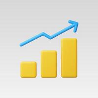 3d Realistic Line Chart Up Icon vector