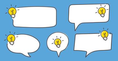 Hand drawn blank speech bubble with bulb, concept of idea vector