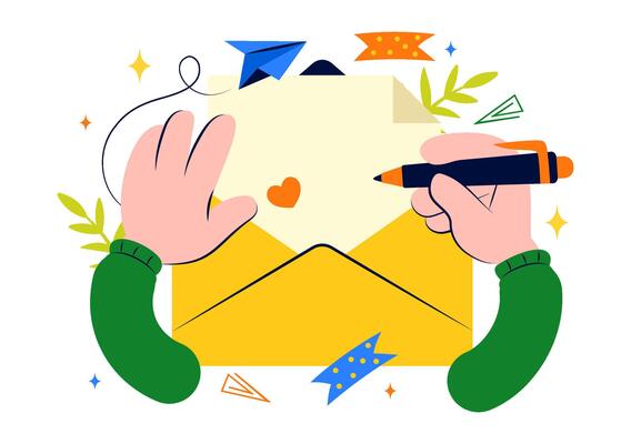 Pen Pal Day Cartoon Illustration with Flat Style Person Sending a Friendly Letter