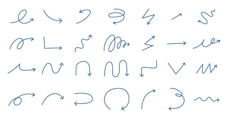 Hand drawn arrows, doodle set arrows
