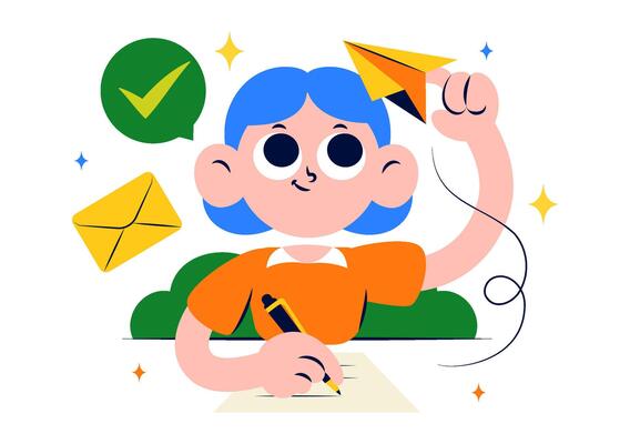 Flat Design Illustration of Pen Pal Day on June 1 Featuring Letter Writing Activity