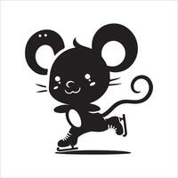 Skating Mouse Silhouette Design vector