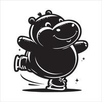 Skating Hippo Silhouette Design vector
