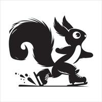 Skating Squirrel Silhouette Design vector