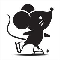 Mouse on Skates Silhouette Art vector