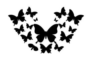 Artistic arrangement of butterfly shapes in silhouette style, abstract illustrations for graphic or decorative design use vector