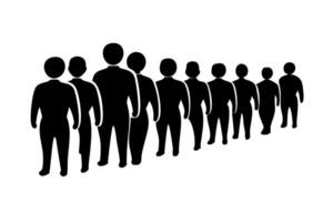 Stylized human figures in linear formation, communicating the concept of unity in diversity and equality in society vector