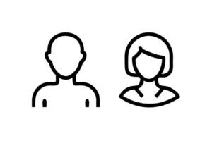 two simplified figures, one male and one female, emphasizing equality, diversity, and simplicity in a minimalistic style vector