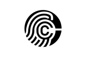 Symbolic illustration of a fingerprint and copyright symbol, representing the uniqueness and protection of creative works and ideas on World Book and Copyright Day vector