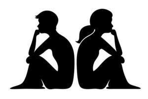 Abstract depiction of a silent dialogue between two people, emphasizing the power of body language in communication vector