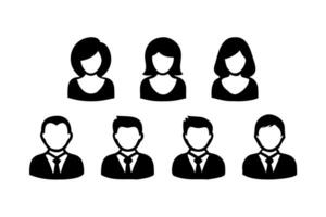 Monochrome avatar collection featuring simple and elegant human faces in diverse clothing styles for interface design use vector