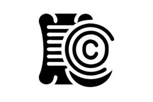 Modern representation of a copyright symbol combined with a fingerprint, symbolizing individuality and intellectual property protection on World Book and Copyright Day vector