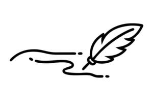 Vintage quill pen in the sky, leaving a trail behind, representing the power of writing and intellectual property for World Book and Copyright Day vector