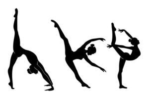 Dynamic and graceful ballet dancer silhouettes in artistic poses, ideal for dance and motion themes vector