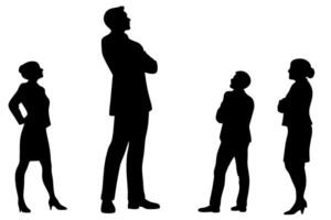 Corporate group illustration showcasing hierarchy, confidence, cooperation and team building in a professional setting vector