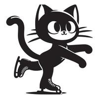 Skating Cat Silhouette Design art vector