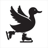 Minimalist Duck Skating Silhouette vector