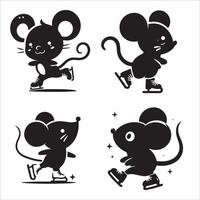 Mouse Silhouette Design Set vector