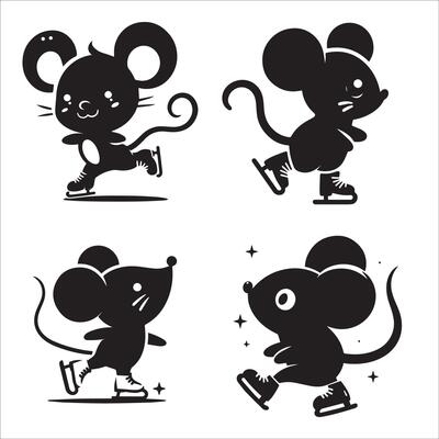 Mouse Silhouette Design Set
